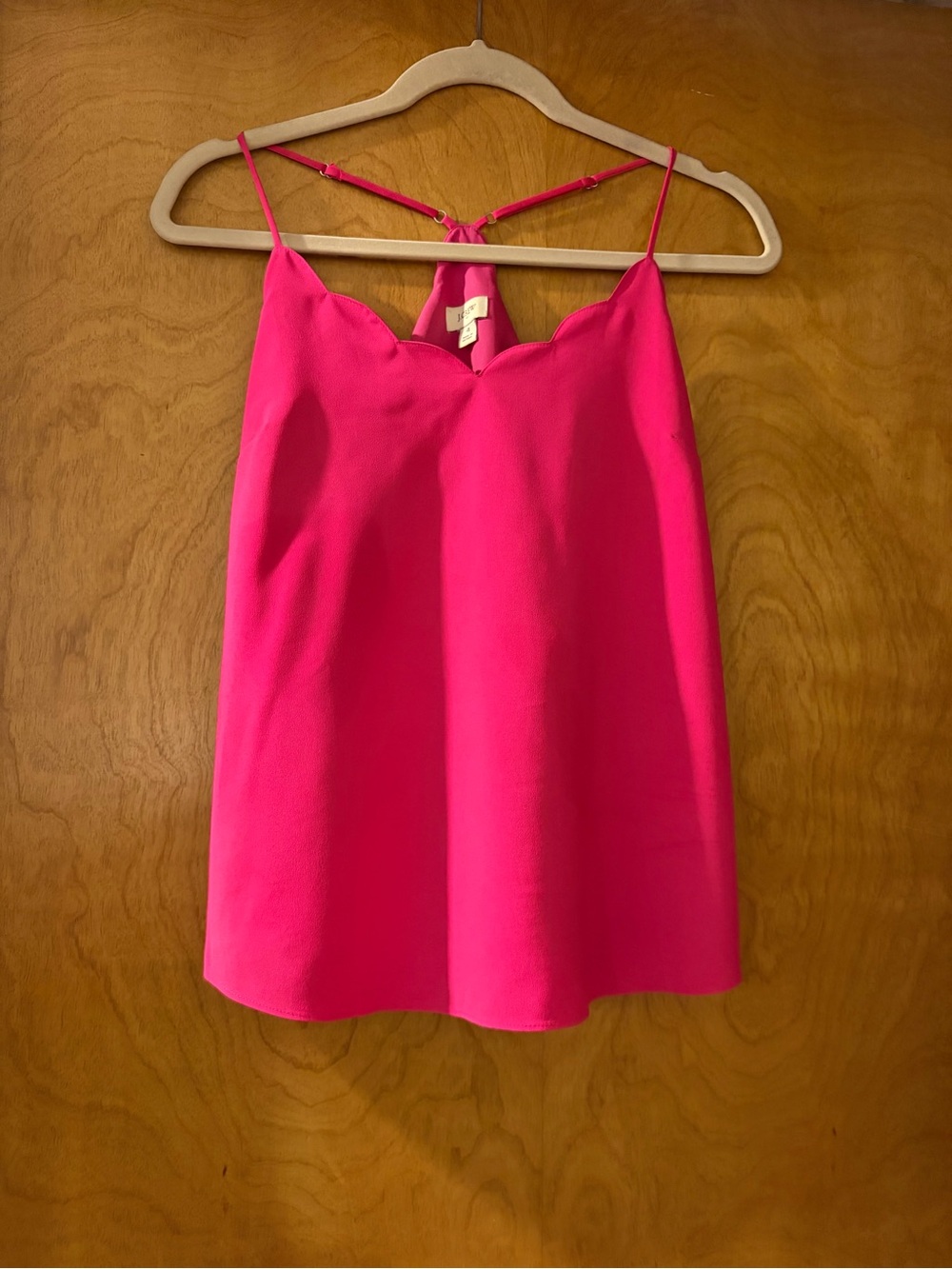 J Crew Bright Pink Scallop-Edge Camisole Top